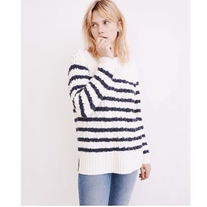 Madewell Linelle Cableknit Sweater - navy & cream stripes